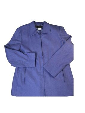 Harris Wallace Womens Blazer Jacket Wool Blend Zip Front Sz 16 Light Purple